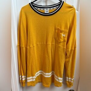 PINK Victoria's Secret Women's Yellow Long Sleeve Logo Stretch Knit Top Size
S
